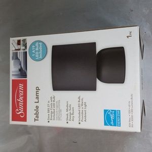 Table lamp black fabric shade with black base